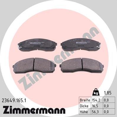 Zimmermann 23649.165.1 - Brake Pad Set, disc brake autospares.lv