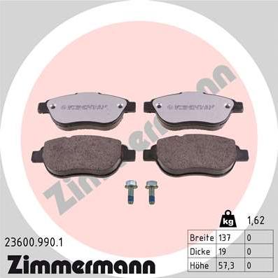 Zimmermann 23600.990.1 - Brake Pad Set, disc brake autospares.lv