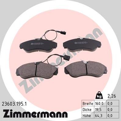 Zimmermann 23603.195.1 - Brake Pad Set, disc brake autospares.lv