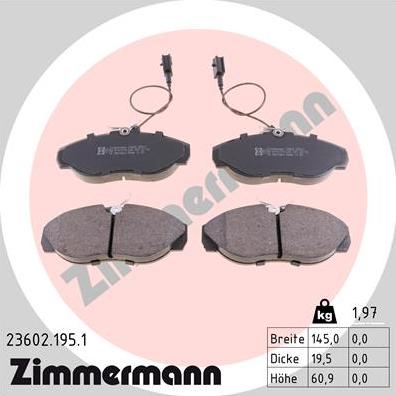 Zimmermann 23602.195.1 - Brake Pad Set, disc brake autospares.lv
