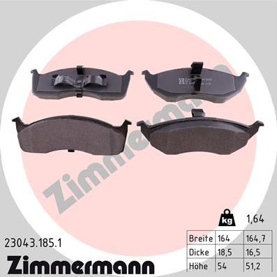 Zimmermann 23043.185.1 - Brake Pad Set, disc brake autospares.lv