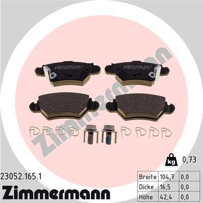 Zimmermann 23052.165.1 - Brake Pad Set, disc brake autospares.lv