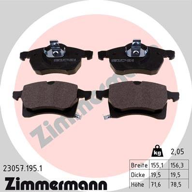 Zimmermann 23057.195.1 - Brake Pad Set, disc brake autospares.lv