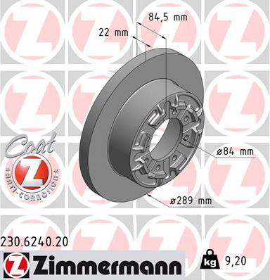 Zimmermann 230.6240.20 - Brake Disc autospares.lv