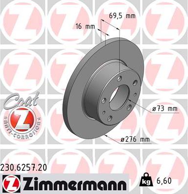 Zimmermann 230.6257.20 - Brake Disc autospares.lv