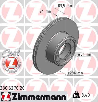 Zimmermann 230.6270.20 - Brake Disc autospares.lv