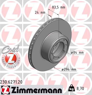 Zimmermann 230.6271.20 - Brake Disc autospares.lv
