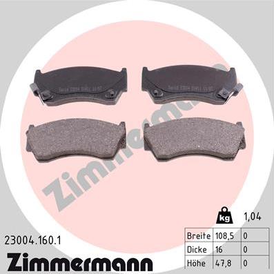 Zimmermann 23004.160.1 - Brake Pad Set, disc brake autospares.lv