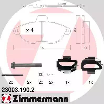 Zimmermann 23003.190.2 - Brake Pad Set, disc brake autospares.lv