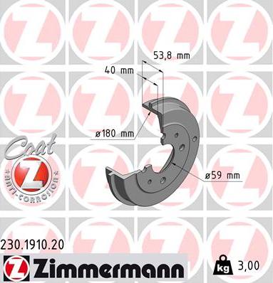 Zimmermann 230.1910.20 - Brake Drum autospares.lv