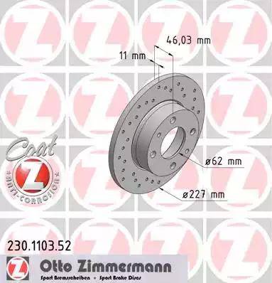 Zimmermann 230.1103.52 - Brake Disc autospares.lv