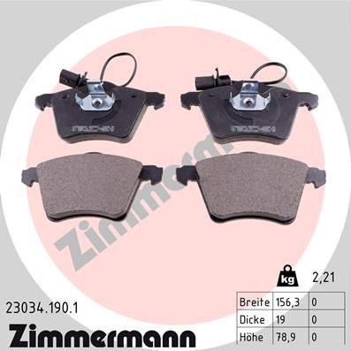 Zimmermann 23034.190.1 - Brake Pad Set, disc brake autospares.lv