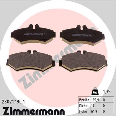 Zimmermann 23021.190.1 - Brake Pad Set, disc brake autospares.lv