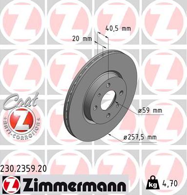 Zimmermann 230.2359.20 - Brake Disc autospares.lv