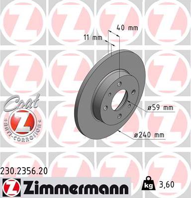 Zimmermann 230.2356.20 - Brake Disc autospares.lv