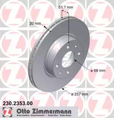 Zimmermann 230.2353.00 - Brake Disc autospares.lv