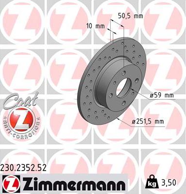 Zimmermann 230.2352.52 - Brake Disc autospares.lv