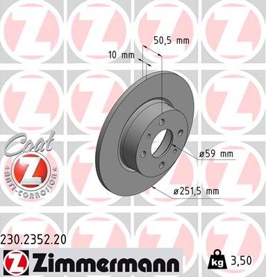 Zimmermann 230.2352.20 - Brake Disc autospares.lv
