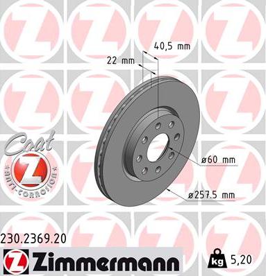 Zimmermann 230.2369.20 - Brake Disc autospares.lv
