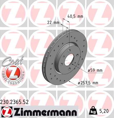 Zimmermann 230.2365.52 - Brake Disc autospares.lv