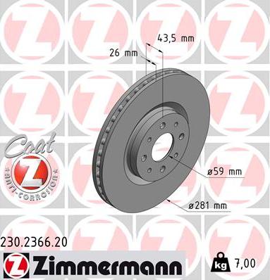 Zimmermann 230.2366.20 - Brake Disc autospares.lv