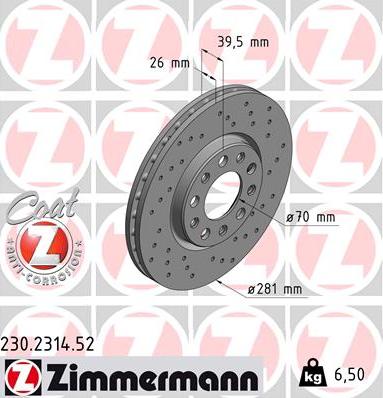 Zimmermann 230.2314.52 - Brake Disc autospares.lv