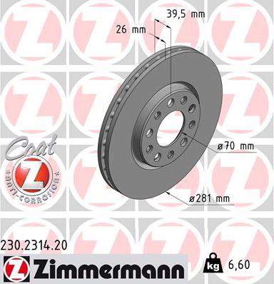 Zimmermann 230.2314.20 - Brake Disc autospares.lv