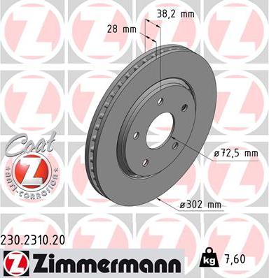 Zimmermann 230.2310.20 - Brake Disc autospares.lv