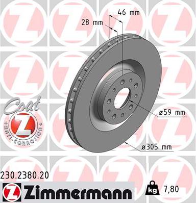 Zimmermann 230.2380.20 - Brake Disc autospares.lv