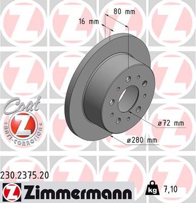 Zimmermann 230.2375.20 - Brake Disc autospares.lv