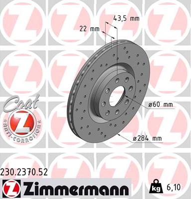 Zimmermann 230.2370.52 - Brake Disc autospares.lv