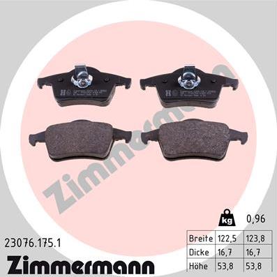 Zimmermann 23076.175.1 - Brake Pad Set, disc brake autospares.lv