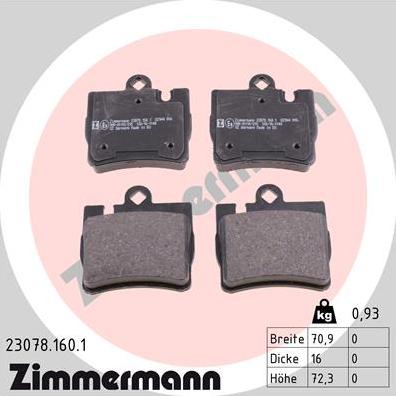 Zimmermann 23078.160.1 - Brake Pad Set, disc brake autospares.lv