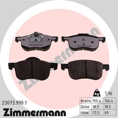 Zimmermann 23073.990.1 - Brake Pad Set, disc brake autospares.lv