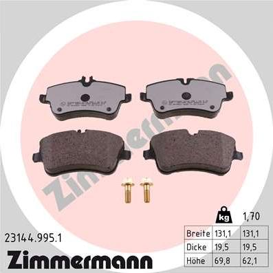 Zimmermann 23144.995.1 - Brake Pad Set, disc brake autospares.lv