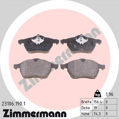 Zimmermann 23106.190.1 - Brake Pad Set, disc brake autospares.lv