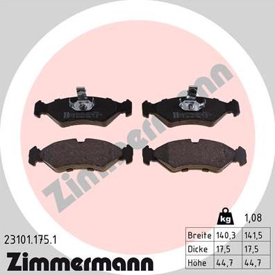 Zimmermann 23101.175.1 - Brake Pad Set, disc brake autospares.lv