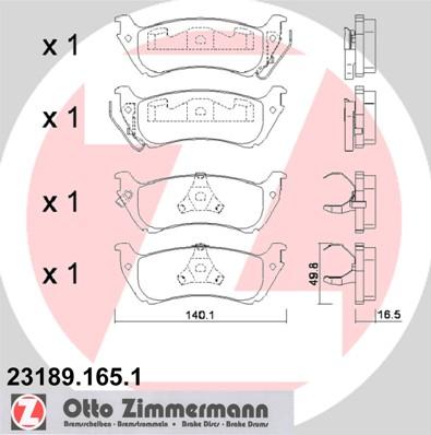 Zimmermann 23189.165.1 - Brake Pad Set, disc brake autospares.lv