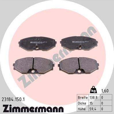 Zimmermann 23184.150.1 - Brake Pad Set, disc brake autospares.lv