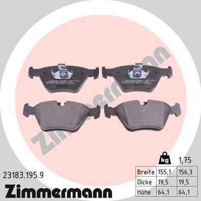 Zimmermann 23183.195.9 - Brake Pad Set, disc brake autospares.lv