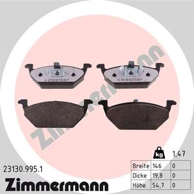 Zimmermann 23130.995.1 - Brake Pad Set, disc brake autospares.lv