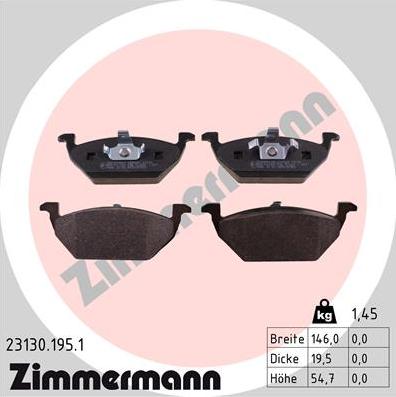 Zimmermann 23130.195.1 - Brake Pad Set, disc brake autospares.lv