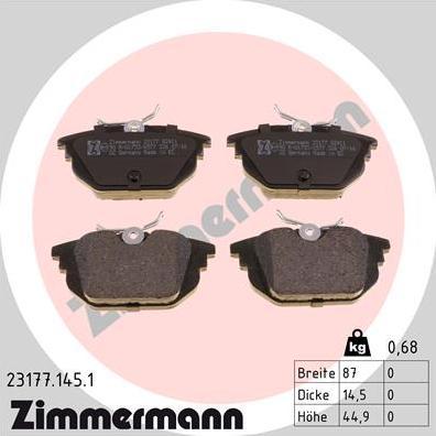 Zimmermann 23177.145.1 - Brake Pad Set, disc brake autospares.lv
