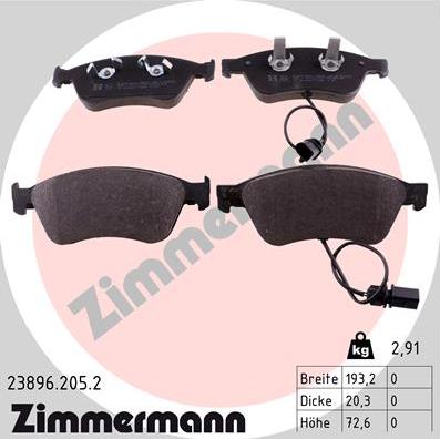 Zimmermann 23896.205.2 - Brake Pad Set, disc brake autospares.lv