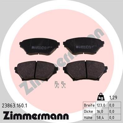 Zimmermann 23863.160.1 - Brake Pad Set, disc brake autospares.lv