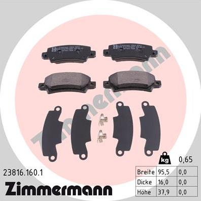 Zimmermann 23816.160.1 - Brake Pad Set, disc brake autospares.lv