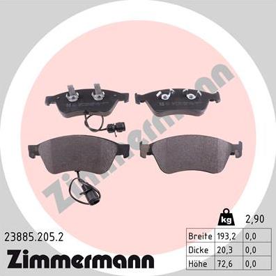 Zimmermann 23885.205.2 - Brake Pad Set, disc brake autospares.lv