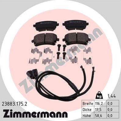 Zimmermann 23883.175.2 - Brake Pad Set, disc brake autospares.lv