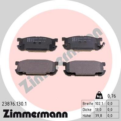 Zimmermann 23876.130.1 - Brake Pad Set, disc brake autospares.lv