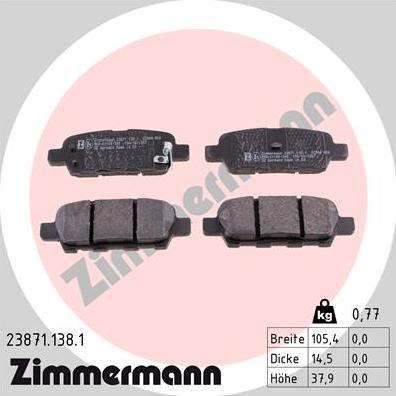 Zimmermann 23871.138.1 - Brake Pad Set, disc brake autospares.lv